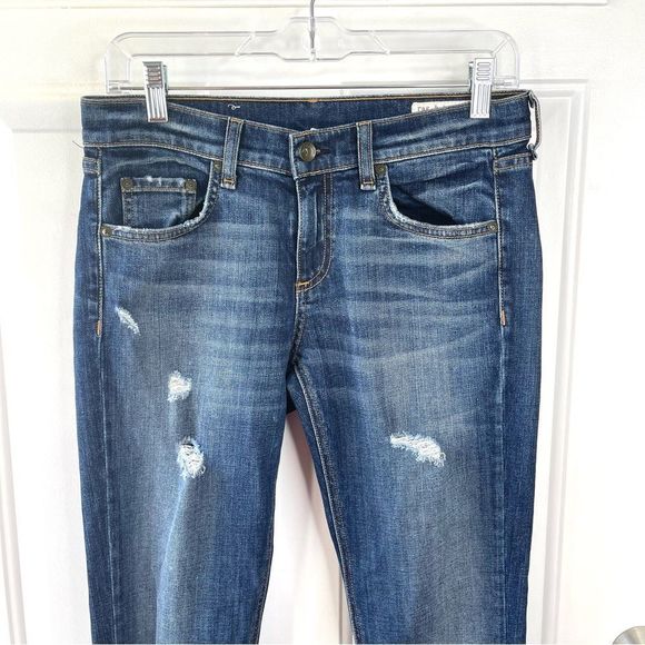Rag & Bone Dre Skinny Distressed Dark Wash Jeans Colvin Size 26 - Picture 5 of 15